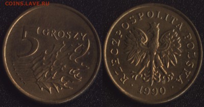 Польша 5 грошей 1990 до 22:00мск 10.11.16 - Польша 5 грошей 1990