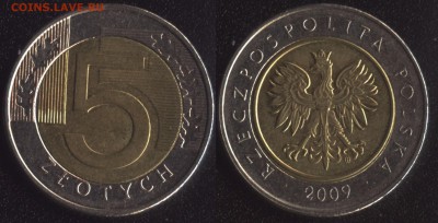 Польша 5 злотых 2009 БИМ до 22:00мск 10.11.16 - Польша 5 злотых 2009