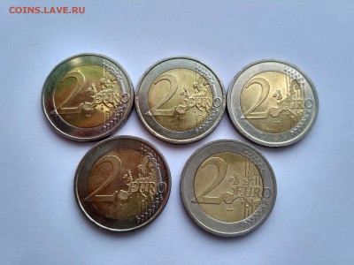 2 Евро 2002-12 РАЗНЫЕ СТРАНЫ 5 шт с 0.7 НОМИНАЛА 07.11 22:30 - Опт1