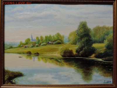 КАРТИНА холст,масло "Старое село на берегу реки" - DSCN4114