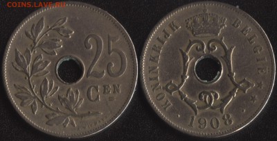 Бельгия 25 сантим 1908 до 22:00мск 13.11.16 - Бельгия 25 сантим 1908
