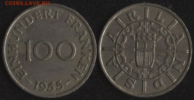 Саар 100 франков 1955 до 22:00мск 13.11.16 - Саар 100 франков 1955