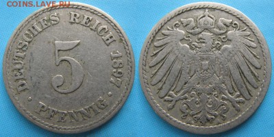 Германия 5 пфеннигов 1897 А: до 14-11-16 в 22:00 - Германия 5 пфеннигов 1897 A     167-ас15-5347