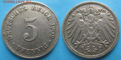 Германия 5 пфеннигов 1909 D: до 14-11-16 в 22:00 - Германия 5 пфеннигов 1909 D    167-ас15-5344