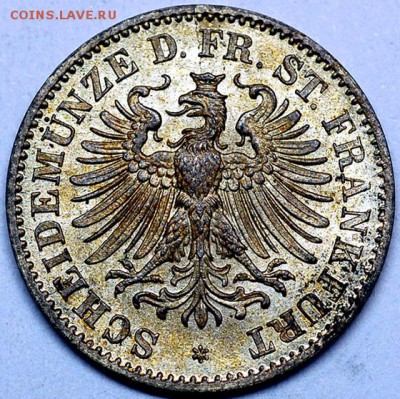 Германия. Франкфурт_6 крейцеров 1866. Серебро; 08.11_22.18мс - 11125