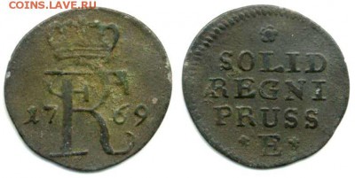 Прусские монетки скопом - Пруссия 1 шиллинг 1769E KM-A316 Silver