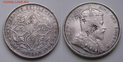 доллар 1904 редкий+надчеканы - Straits_1dollar_1904