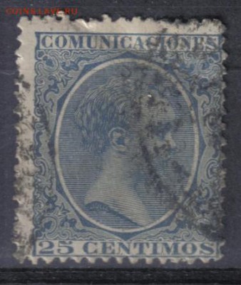 Испания 1889-99г Король Альфонсо XIII до 13.11 22.00мск - Испания 1889-99г 25с Король Альфонсо XIII