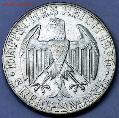 Германия_5 рейхсмарок 1930(J) "Цеппелин"; до 12.11_22.12мск - 12749