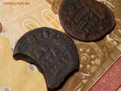 Полушка 1737г. Денга 1741г. по фиксу.Брак - DSCN5140.JPG