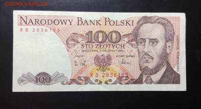100 злотых 1988 Польша Пресс !!! - image