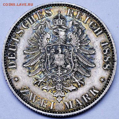 Германия. Пруссия_2 марки 1888. Серебро; до 17.11_22.07мск - 12795