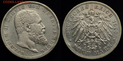 2, 3 и 5 марок Германия Империя - Вюртемберг_5марок1900