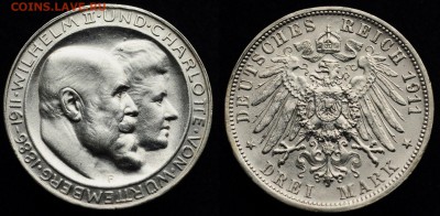 2, 3 и 5 марок Германия Империя - Вюртемберг_3марки1911_Свадьба