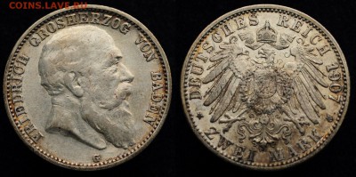 2, 3 и 5 марок Германия Империя - Баден_2марки1907