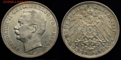 2, 3 и 5 марок Германия Империя - Баден_3марки1911