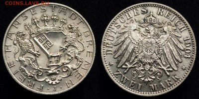 2, 3 и 5 марок Германия Империя - Бремен_2марки1904