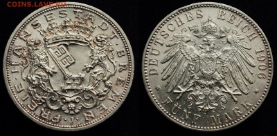 2, 3 и 5 марок Германия Империя - Бремен_5марок1906