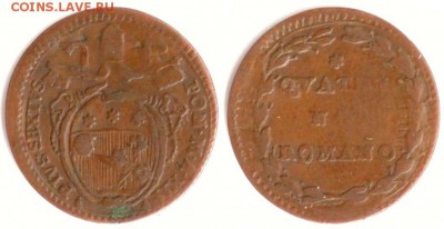 Пий VI - Ватикан 1 кватрино 1786-XII KM-1223 573