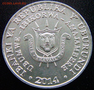 Бурунди_5 франков 2014 "Пестрый погоныш"; до 19.11_22.02мск - 12805