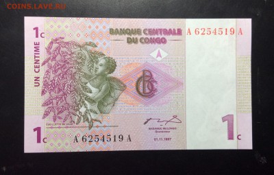 1 цент Конго 1997 UNC !!! - image