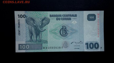 Конго 100 франков 2007 unc до 25.11.16. 22:00 мск - Конго 100-07 - 2
