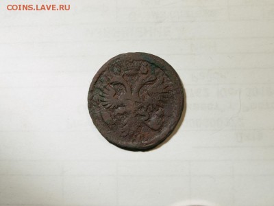 Деньга 1734 года, перечекан с Петровской копейки - PC171697