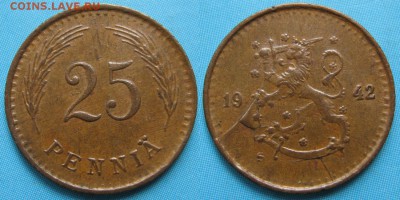 Финляндия 25 пенни 1942 раскол: до 26-11-16 в 22:00 - Финляндия 25 пенни 1942 брак    168-ак3-3582