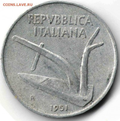 Италия. 10 лир 1951 г. до 24.00 27.11.16 г. - ИН3