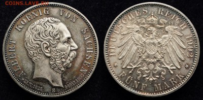 2, 3 и 5 марок Германия Империя - Саксония_5марок1902_1_1