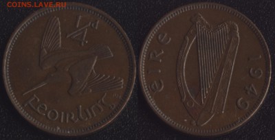 4 пенни (фартинг) 1949 НЕЧАСТАЯ до 22:00мск 25.11 - Ирландия 1-4 -1949