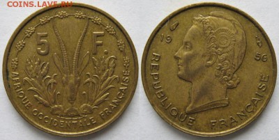 Франц Зап Африка 5 франков 1956: до 28-11-16 в 22:00 - Франц Зап Африка 5 франков 1956   26