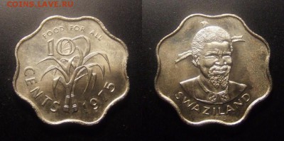 МОНЕТЫ МИРА 11-16 - Свазиленд - 10 центов (1975) «ФАО; сахарный тростник» (XF) №1