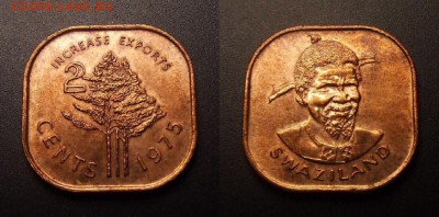 МОНЕТЫ МИРА 11-16 - Свазиленд – 2 цента (1975) «ФАО; деревья» (XF) №1