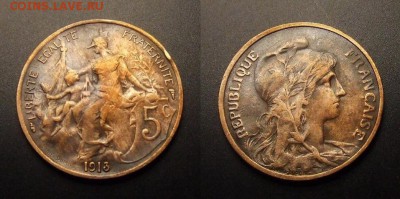 МОНЕТЫ МИРА 11-16 - Франция – 5 сантимов (1913) бронза