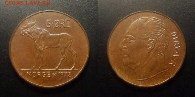 МОНЕТЫ МИРА 11-16 - Норвегия – 5 эре (1972) «Лось»