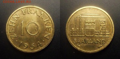 МОНЕТЫ МИРА 11-16 - Саар (Саарланд) – 10 франков (1954) №3
