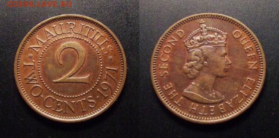 МОНЕТЫ МИРА 11-16 - Брит. Маврикий – 2 цента (1971) «Елизавета II» (XF)