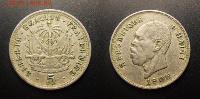 МОНЕТЫ МИРА 11-16 - Гаити – 5 сантимов (1905) №1