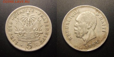 МОНЕТЫ МИРА 11-16 - Гаити – 5 сантимов (1904) №2