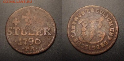 МОНЕТЫ МИРА 11-16 - Германия (Юлих-Берг) – 0,5 стюбера (1790) медь