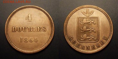 МОНЕТЫ МИРА 11-16 - Гернси – 4 дубля (1864)