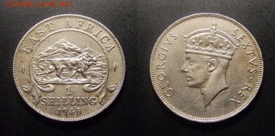 МОНЕТЫ МИРА 11-16 - Брит. Восточная Африка – 1 шиллинг (1948) «Идущий лев; Георг VI» №3