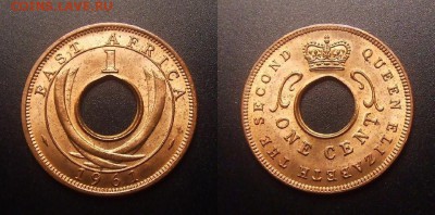 МОНЕТЫ МИРА 11-16 - Брит. Восточная Африка – 1 цент (1961) бронза (aUNC) №1