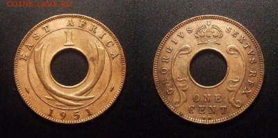 МОНЕТЫ МИРА 11-16 - Брит. Восточная Африка – 1 цент (1951 KN) бронза