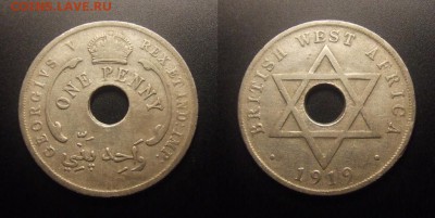 МОНЕТЫ МИРА 11-16 - Брит. Западная Африка – 1 пенни (1919 Н) медь-ник.