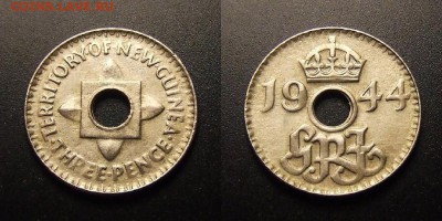 МОНЕТЫ МИРА 11-16 - Брит. Новая Гвинея – 3 пенса (1944)