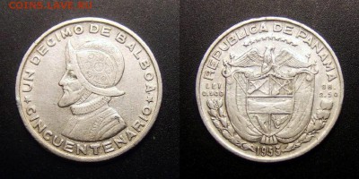 МОНЕТЫ МИРА 11-16 - Панама – 0,1 бальбоа (1953) (Ag) №2