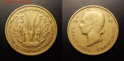 МОНЕТЫ МИРА 11-16 - Франц. Западная Африка –25 франков (1956) «Газель» №2