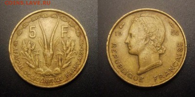 МОНЕТЫ МИРА 11-16 - Франц. Западная Африка – 5 франков (1956) «Газель»